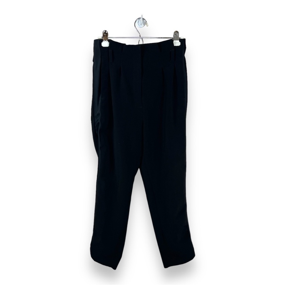 Size 2 H&M Black Satin Trim High Waisted Dress Pants  Paper Bag